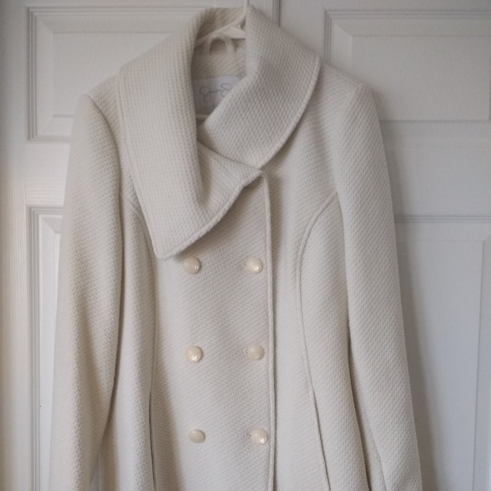 NWT sz L Jessica Simpson double-breasted OFF-WHITE